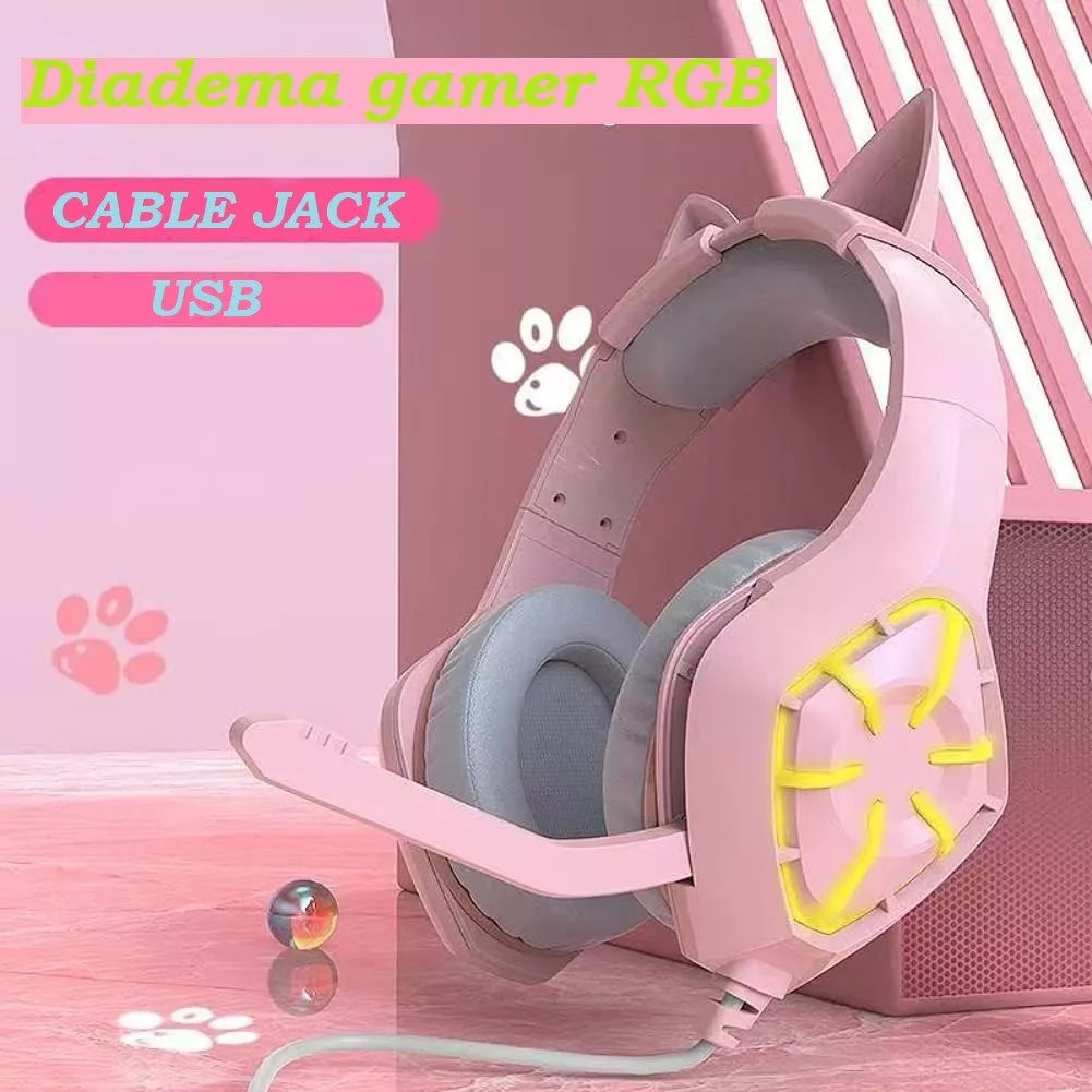 Auriculares Gato Oreja Rosa